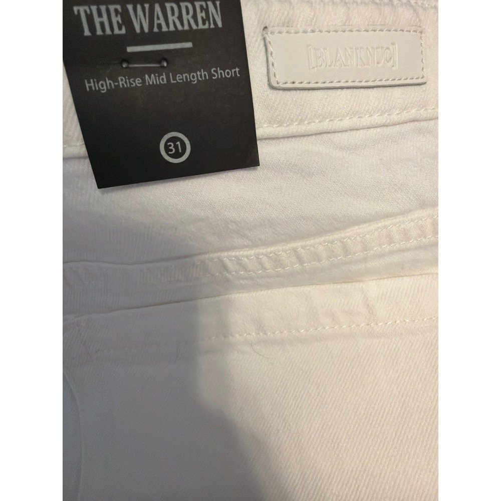 BLANKNYC The Warren High Rise Mid Length White Denim Shorts Raw Hem Size 31 NWT - Picture 6 of 7